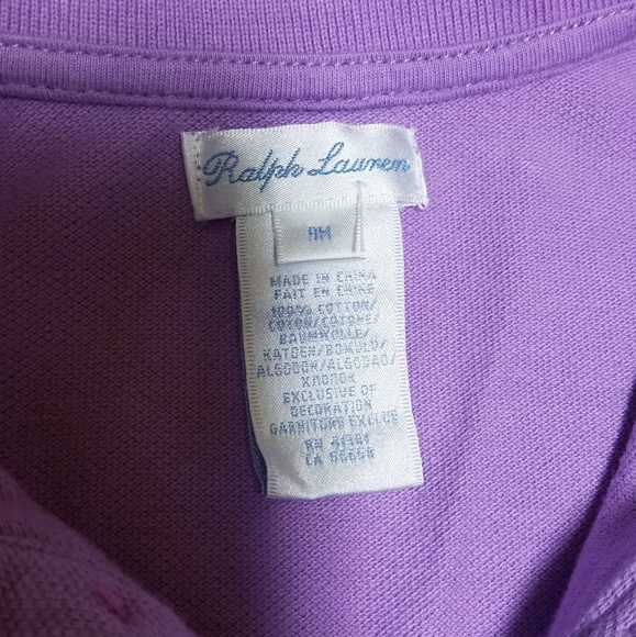 Ralph Lauren Lavender Top Size 9mo - Picture 3 of 3